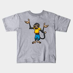 Cute Anthropomorphic Human-like Cartoon Character Chimpanzee in Clothes Kids T-Shirt